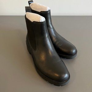 COLE HAAN Waterproof Leather "Jannie Bootie", black, sz 7